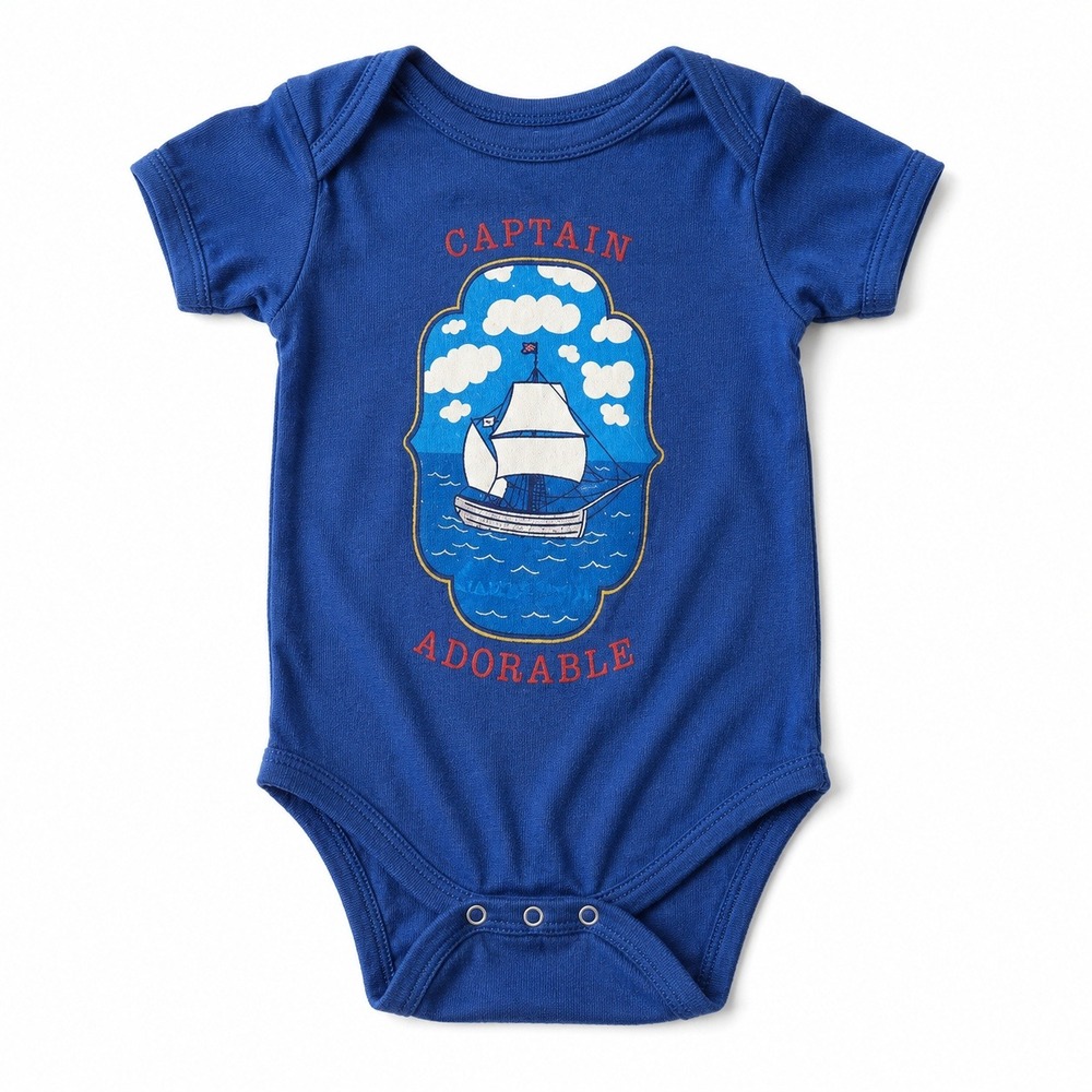 Captain Adorable/Infant Nautical Blue‎ Onesie/Sailboat Graphic/Size 18M